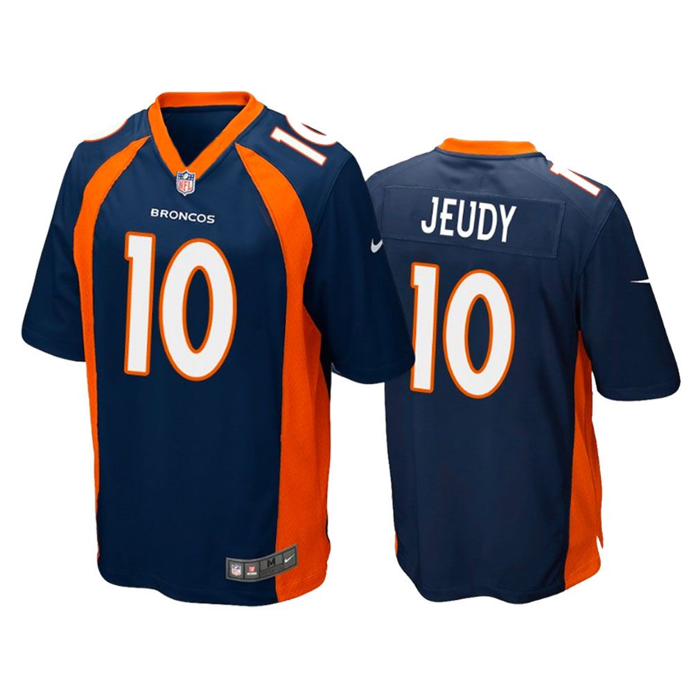 Men Denver Broncos 10 Jerry Jeudy Nike Navy Game NFL Jersey